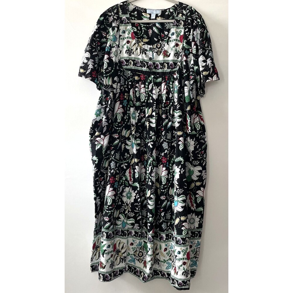 Only Necessities Floral Maxi Dress Short Sleeve Black Size 3X